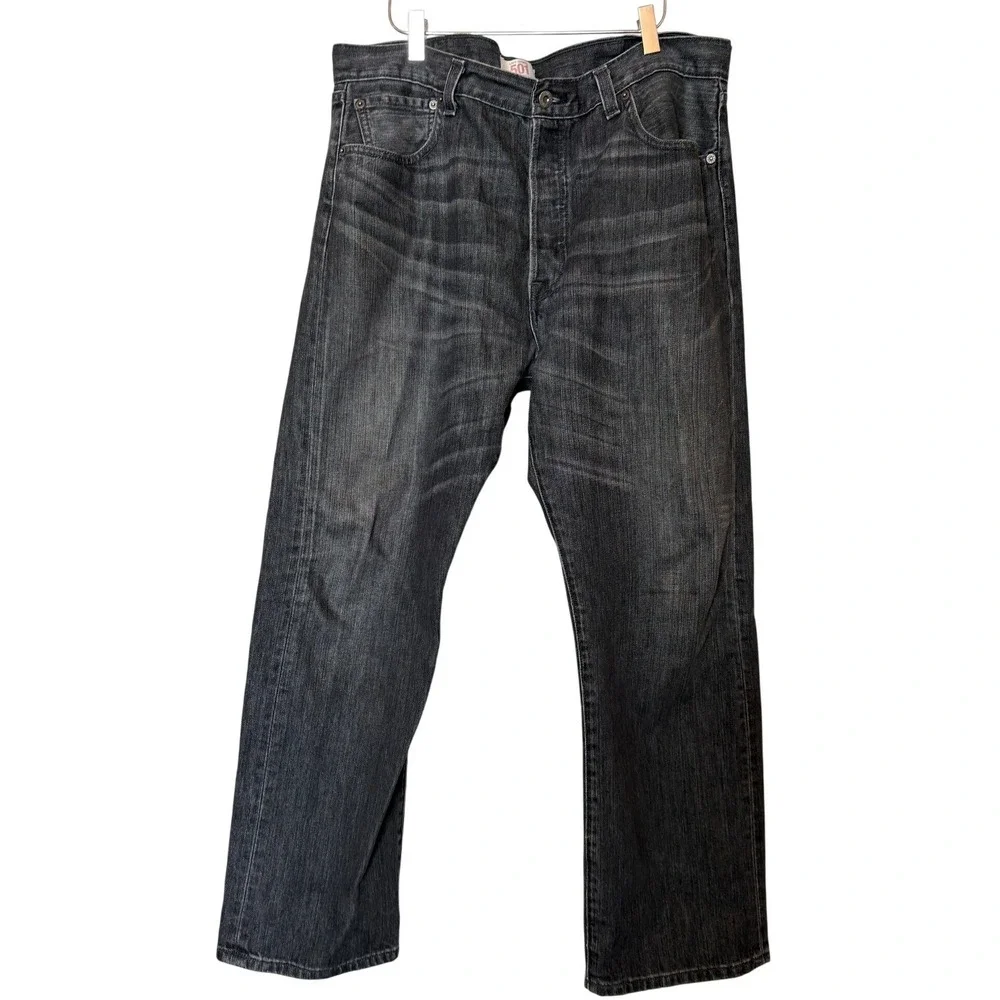 Levi's 501‎ Jeans Men Charcoal Wash Straight Fit Button Fly Denim SZ 38 x 30